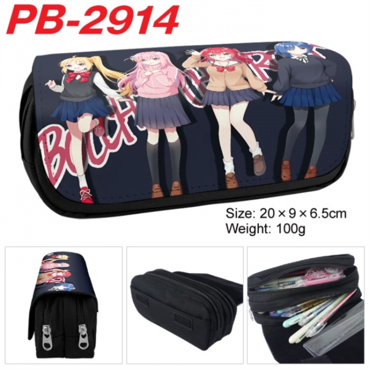 BOCCHI THE ROCK! Anime double-layer pu leather printing pencil case 20x9x6.5cm