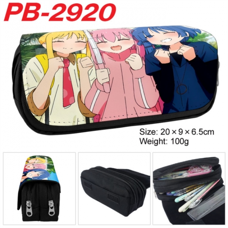 BOCCHI THE ROCK! Anime double-layer pu leather printing pencil case 20x9x6.5cm