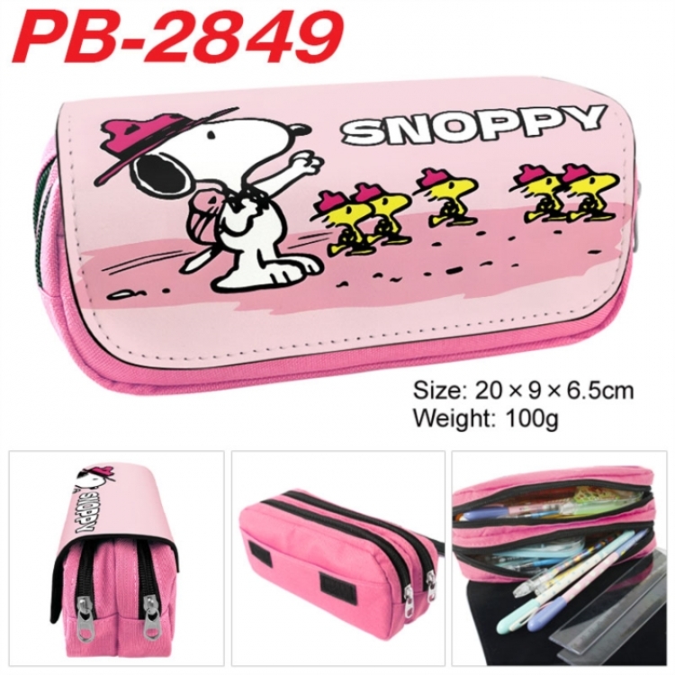 snoopy Anime double-layer pu leather printing pencil case 20x9x6.5cm