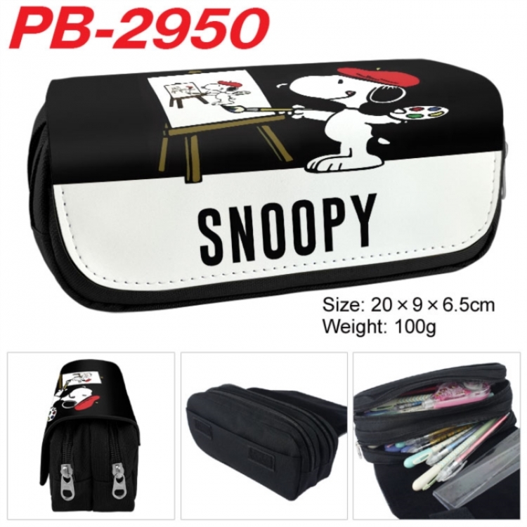 snoopy Anime double-layer pu leather printing pencil case 20x9x6.5cm