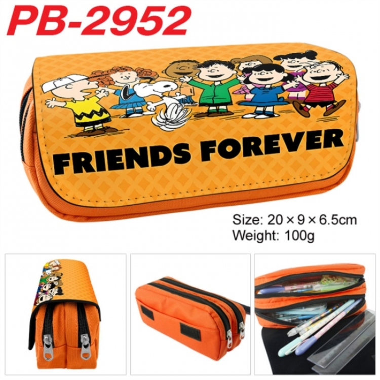 snoopy Anime double-layer pu leather printing pencil case 20x9x6.5cm