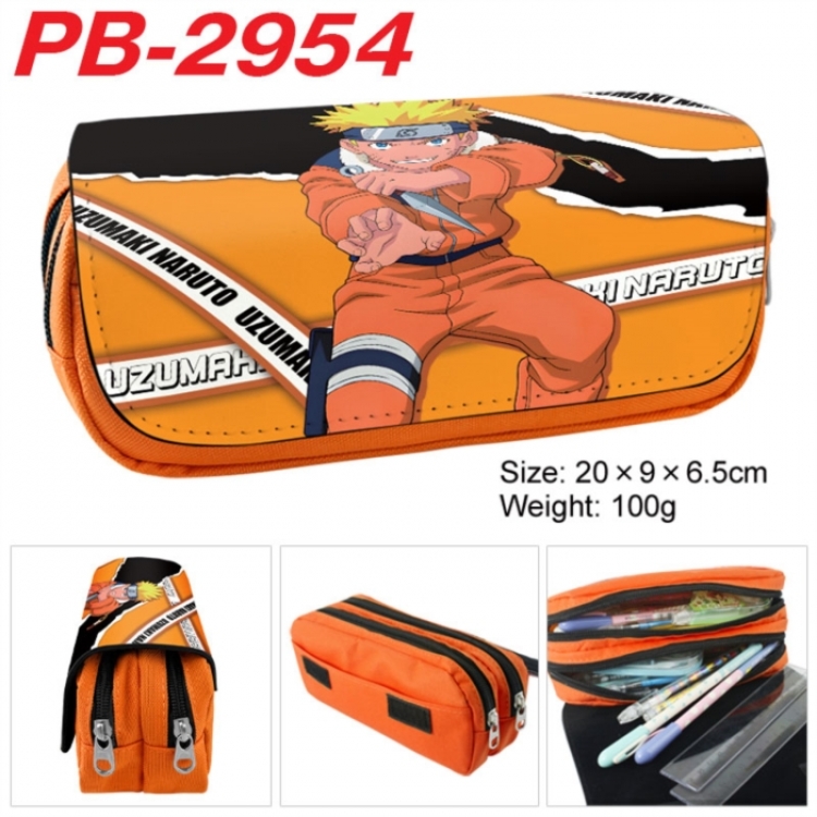 Naruto Anime double-layer pu leather printing pencil case 20x9x6.5cm