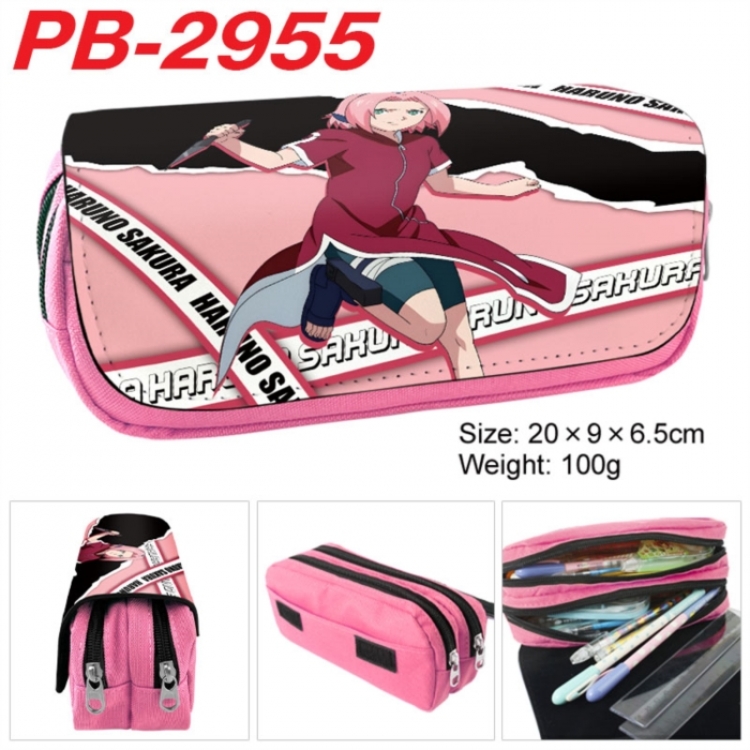Naruto Anime double-layer pu leather printing pencil case 20x9x6.5cm