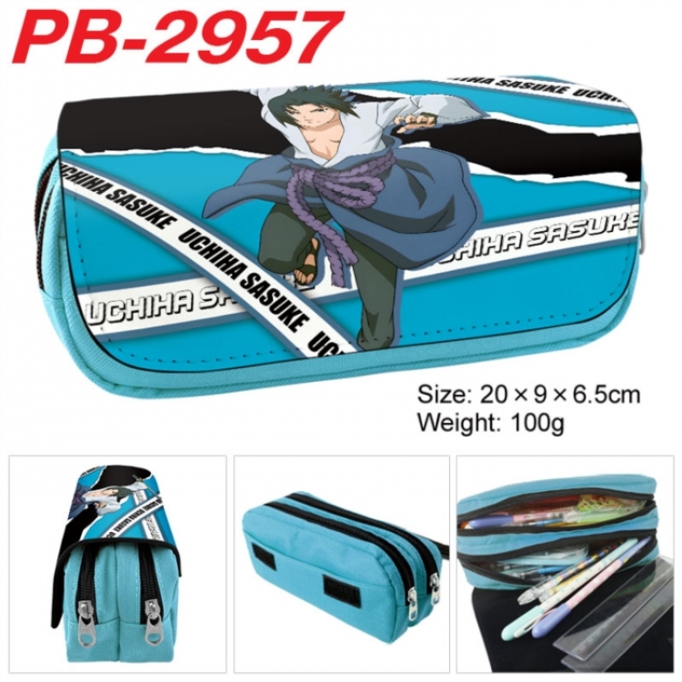 Naruto Anime double-layer pu leather printing pencil case 20x9x6.5cm