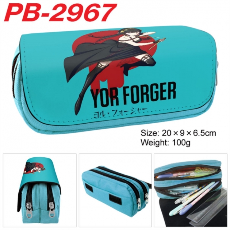 SPY×FAMILY Anime double-layer pu leather printing pencil case 20x9x6.5cm