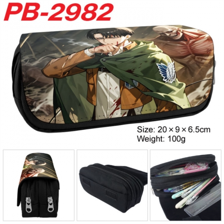 Shingeki no Kyojin Anime double-layer pu leather printing pencil case 20x9x6.5cm