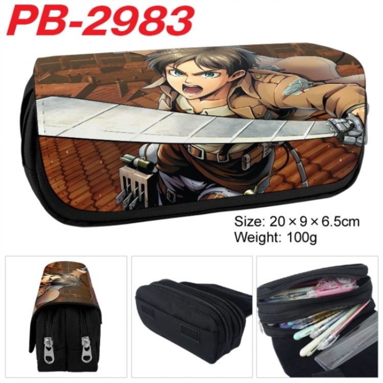 Shingeki no Kyojin Anime double-layer pu leather printing pencil case 20x9x6.5cm