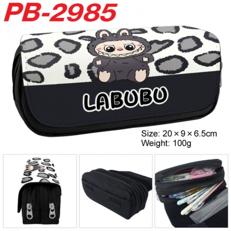 Labubu Anime double-layer pu leather printing pencil case 20x9x6.5cm