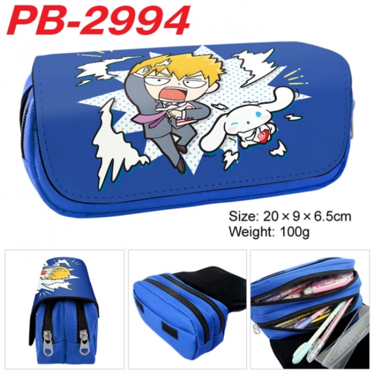 Mob Psycho 100 Anime double-layer pu leather printing pencil case 20x9x6.5cm