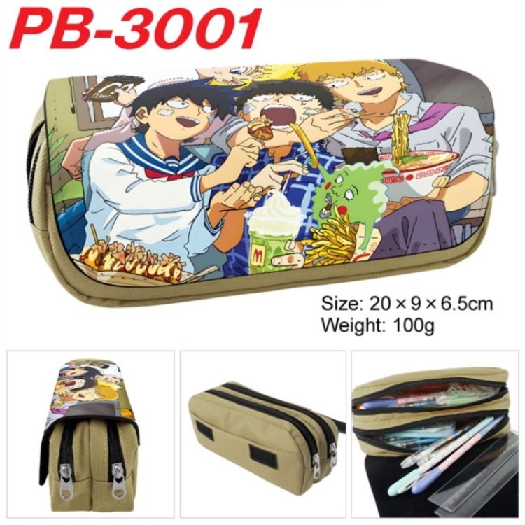 Mob Psycho 100 Anime double-layer pu leather printing pencil case 20x9x6.5cm