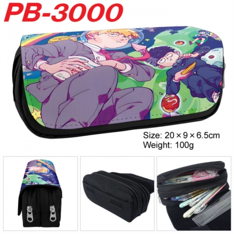 Mob Psycho 100 Anime double-layer pu leather printing pencil case 20x9x6.5cm