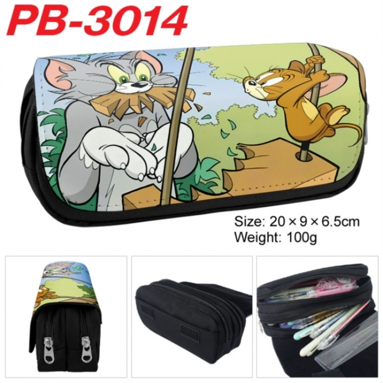 Tom and Jerry Anime double-layer pu leather printing pencil case 20x9x6.5cm