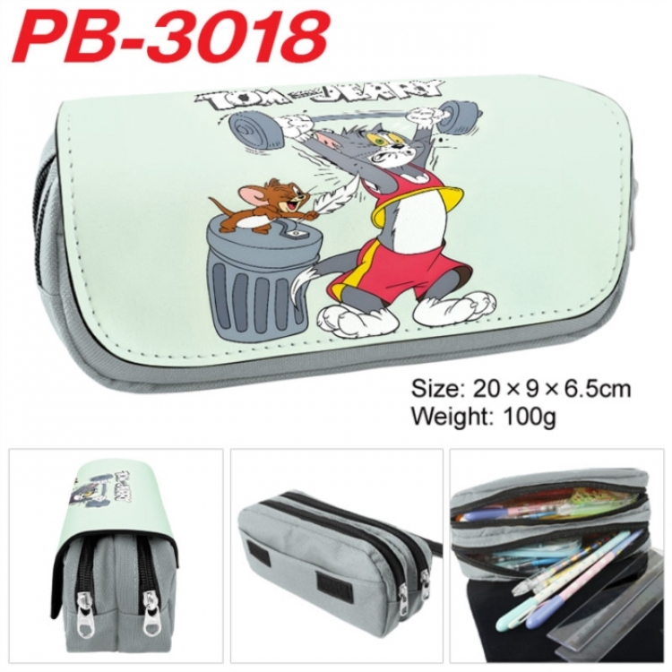 Tom and Jerry Anime double-layer pu leather printing pencil case 20x9x6.5cm