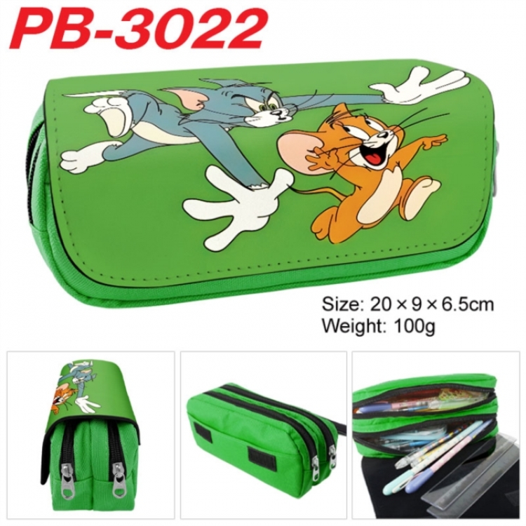 Tom and Jerry Anime double-layer pu leather printing pencil case 20x9x6.5cm