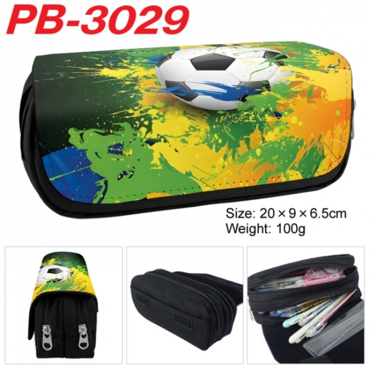 Football Anime double-layer pu leather printing pencil case 20x9x6.5cm
