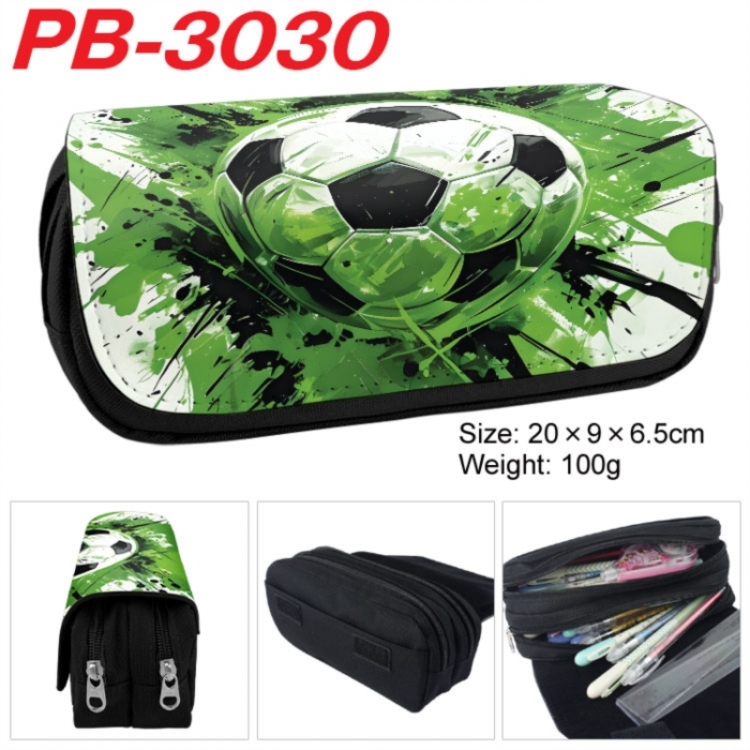 Football Anime double-layer pu leather printing pencil case 20x9x6.5cm