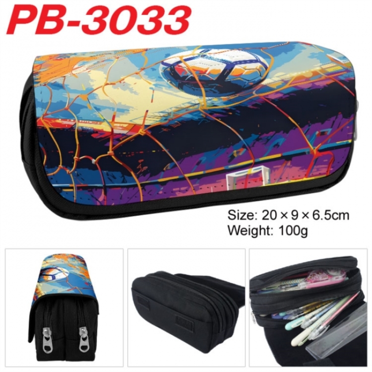 Football Anime double-layer pu leather printing pencil case 20x9x6.5cm