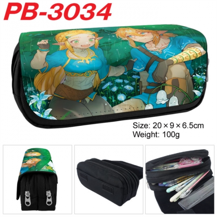 The Legend of Zelda Anime double-layer pu leather printing pencil case 20x9x6.5cm