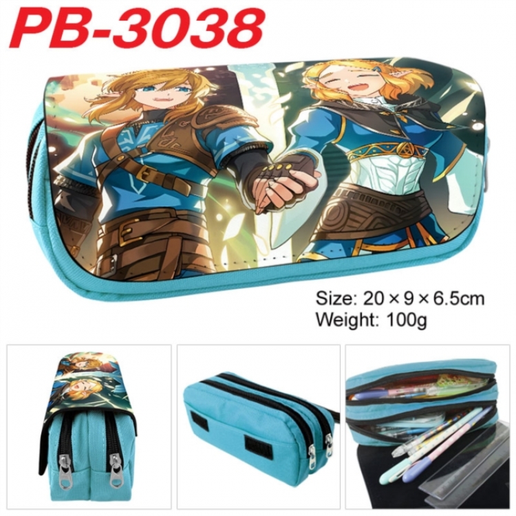 The Legend of Zelda Anime double-layer pu leather printing pencil case 20x9x6.5cm