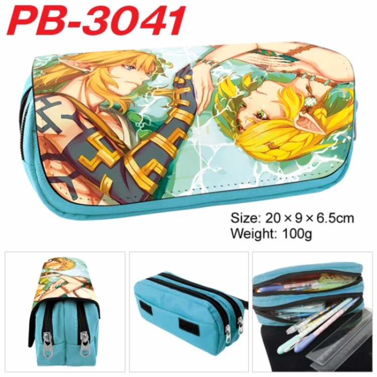 The Legend of Zelda Anime double-layer pu leather printing pencil case 20x9x6.5cm