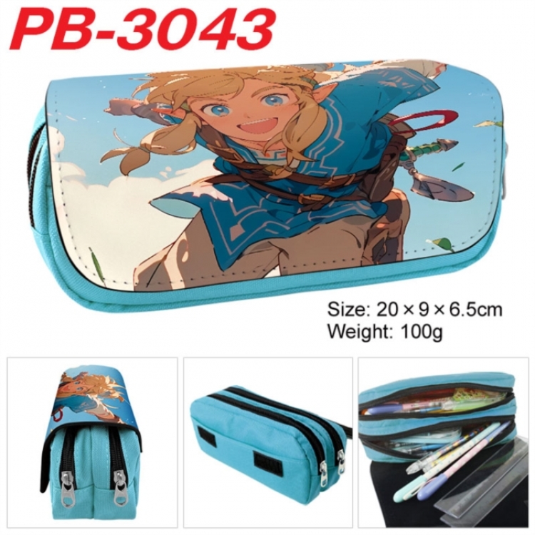 The Legend of Zelda Anime double-layer pu leather printing pencil case 20x9x6.5cm
