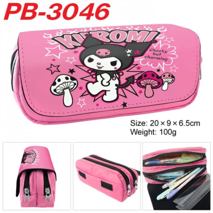 Sanrio Anime double-layer pu leather printing pencil case 20x9x6.5cm