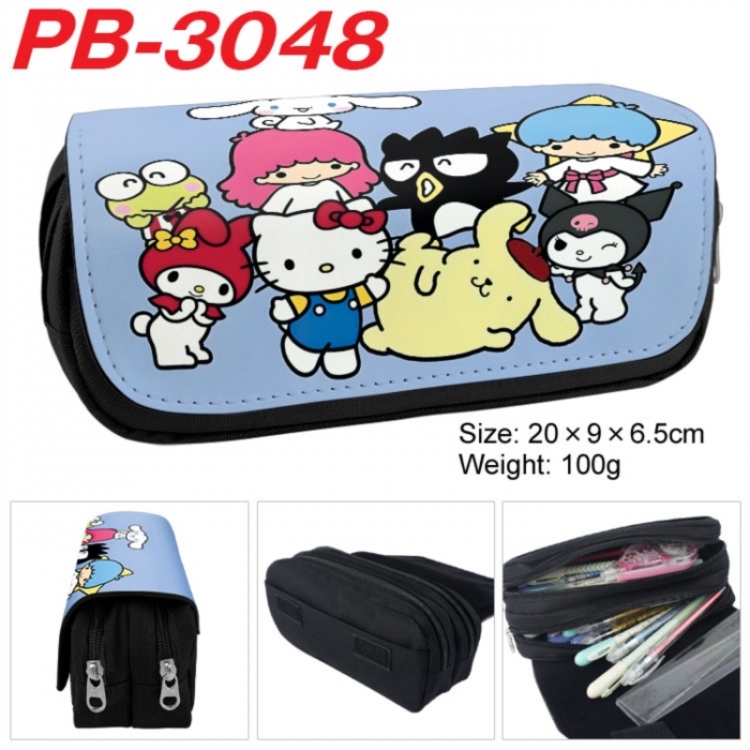 Sanrio Anime double-layer pu leather printing pencil case 20x9x6.5cm