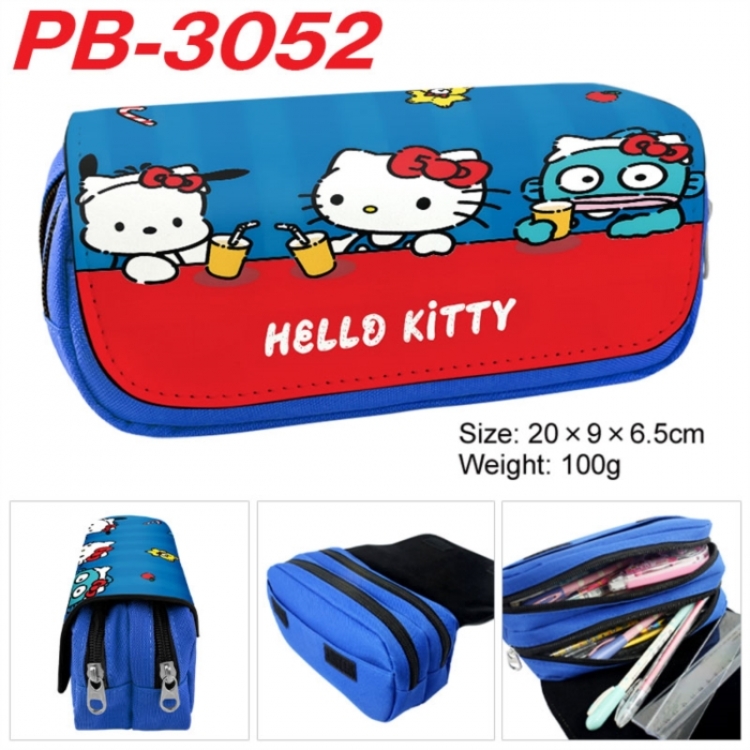 Sanrio Anime double-layer pu leather printing pencil case 20x9x6.5cm