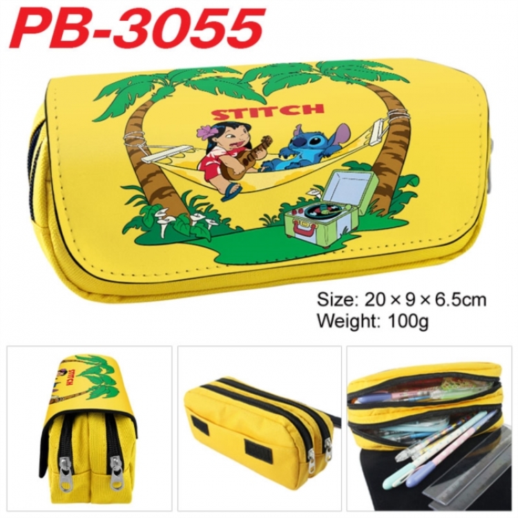 Lilo & Stitch Anime double-layer pu leather printing pencil case 20x9x6.5cm