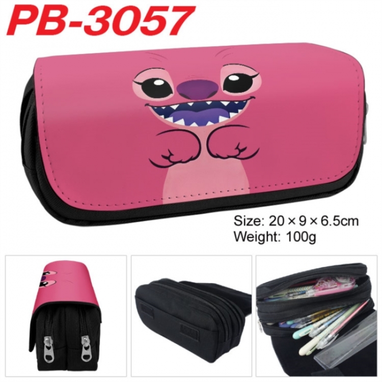 Lilo & Stitch Anime double-layer pu leather printing pencil case 20x9x6.5cm