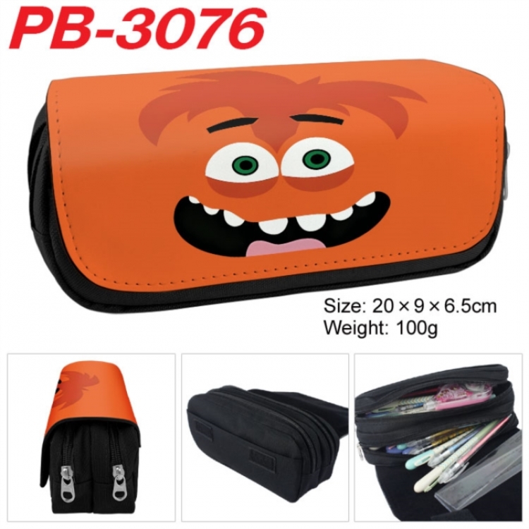Inside Out Anime double-layer pu leather printing pencil case 20x9x6.5cm