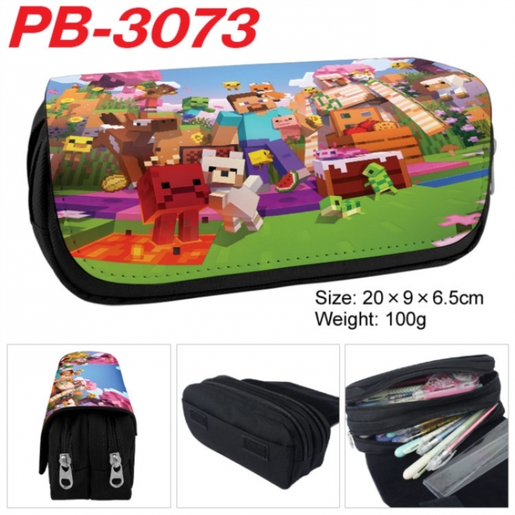 Minecraft Anime double-layer pu leather printing pencil case 20x9x6.5cm