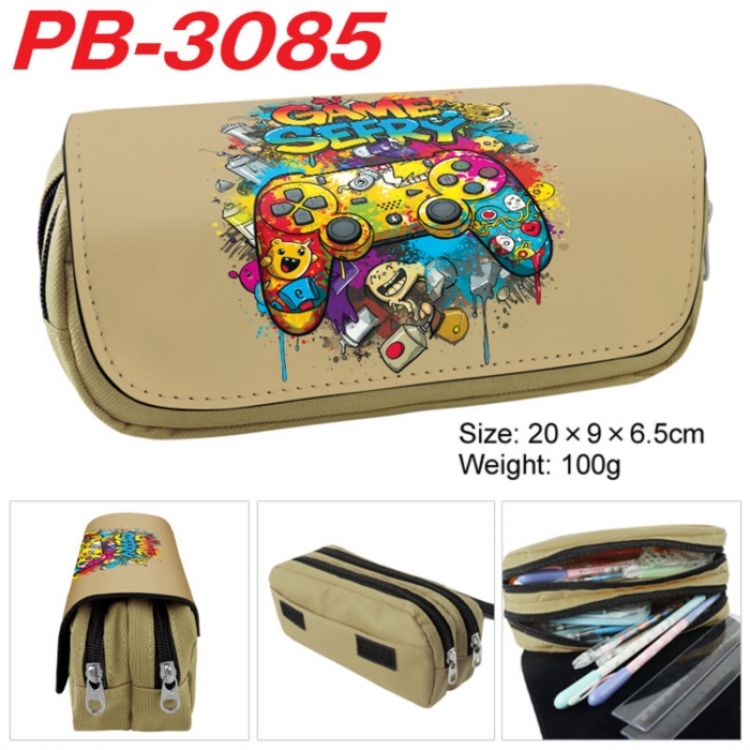 GamePad Anime double-layer pu leather printing pencil case 20x9x6.5cm