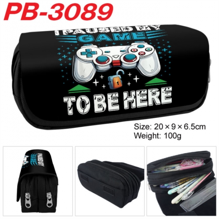 GamePad Anime double-layer pu leather printing pencil case 20x9x6.5cm
