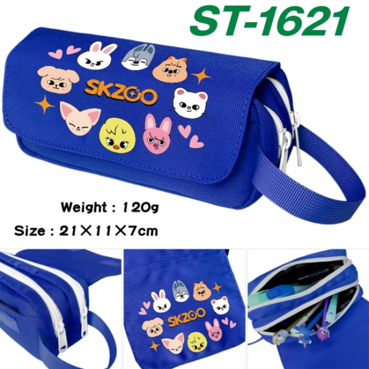 StrayKids Anime waterproof canvas portable double-layer pencil bag cosmetic bag 21x11x7cm