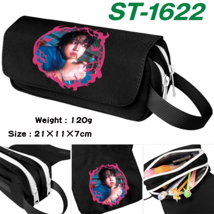 StrayKids Anime waterproof canvas portable double-layer pencil bag cosmetic bag 21x11x7cm