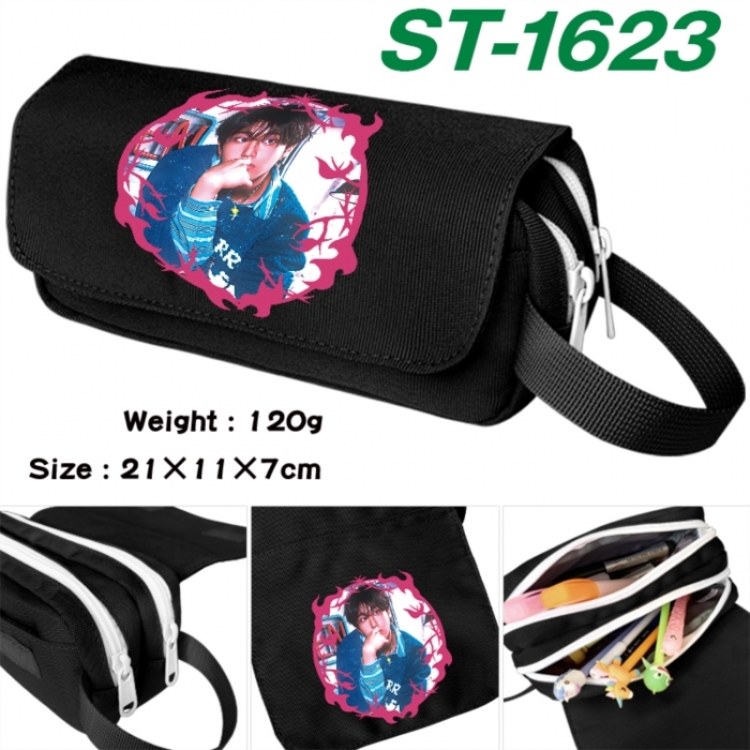 StrayKids Anime waterproof canvas portable double-layer pencil bag cosmetic bag 21x11x7cm