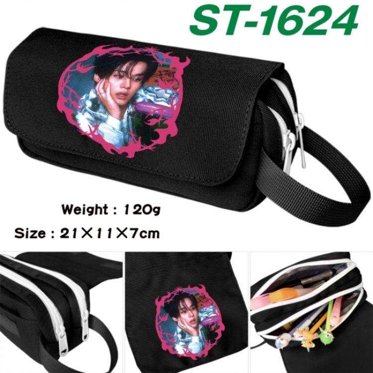StrayKids Anime waterproof canvas portable double-layer pencil bag cosmetic bag 21x11x7cm