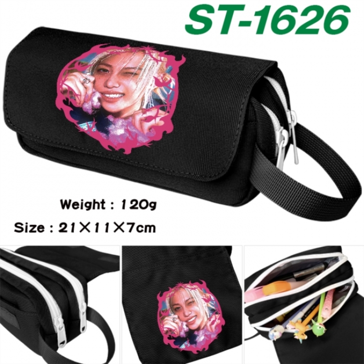 StrayKids Anime waterproof canvas portable double-layer pencil bag cosmetic bag 21x11x7cm