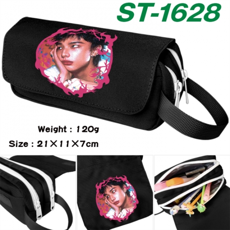 StrayKids Anime waterproof canvas portable double-layer pencil bag cosmetic bag 21x11x7cm