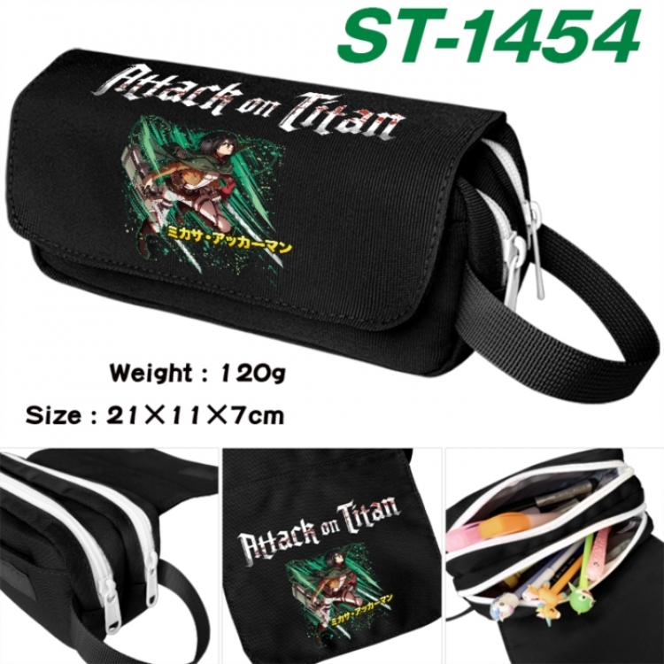 Shingeki no Kyojin Anime waterproof canvas portable double-layer pencil bag cosmetic bag 21x11x7cm