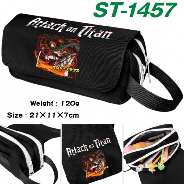 Shingeki no Kyojin Anime waterproof canvas portable double-layer pencil bag cosmetic bag 21x11x7cm