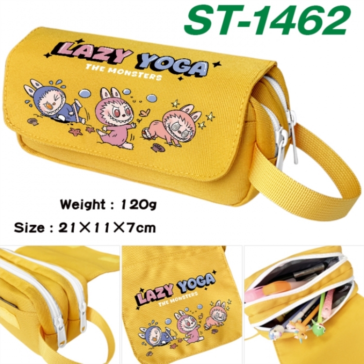 Labubu Anime waterproof canvas portable double-layer pencil bag cosmetic bag 21x11x7cm