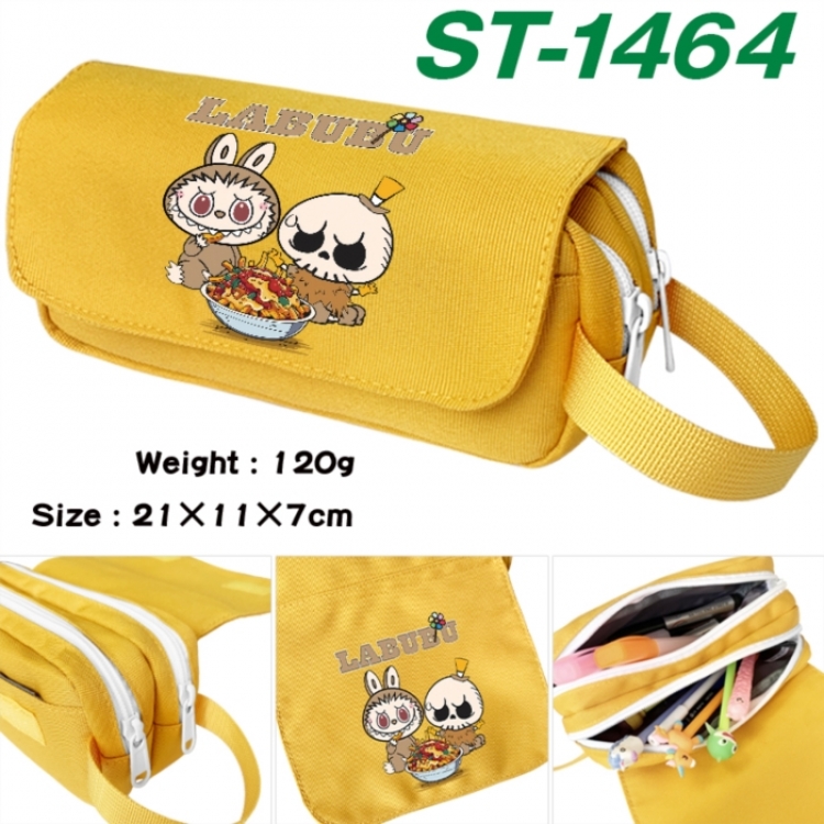 Labubu Anime waterproof canvas portable double-layer pencil bag cosmetic bag 21x11x7cm