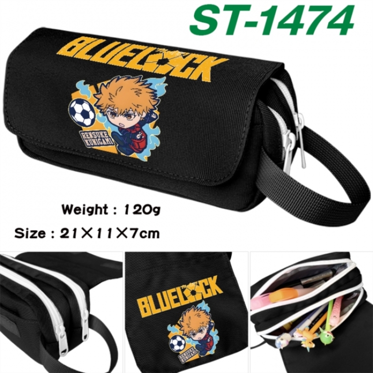 BLUE LOCK Anime waterproof canvas portable double-layer pencil bag cosmetic bag 21x11x7cm