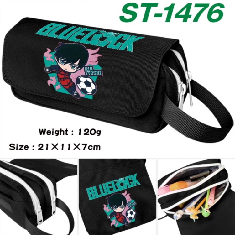 BLUE LOCK Anime waterproof canvas portable double-layer pencil bag cosmetic bag 21x11x7cm