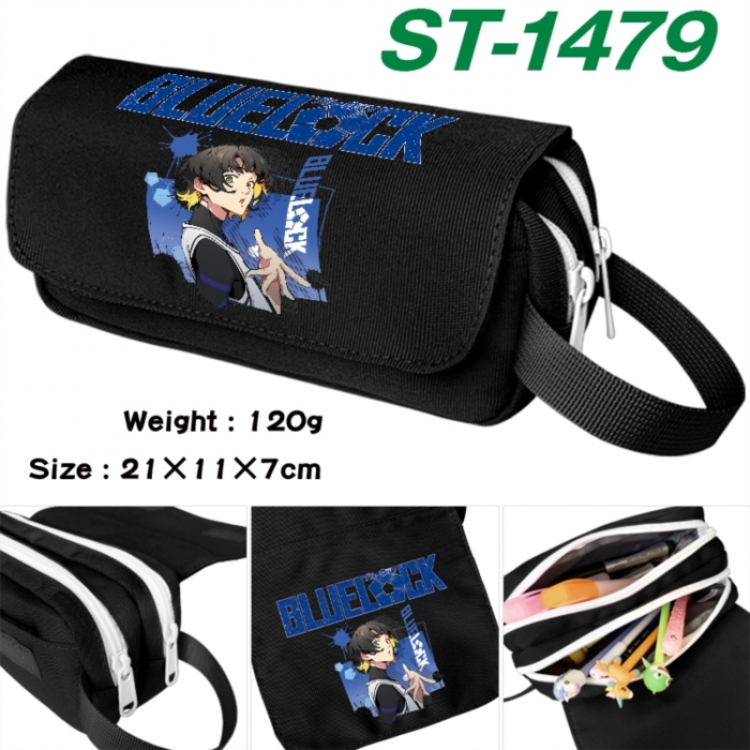 BLUE LOCK Anime waterproof canvas portable double-layer pencil bag cosmetic bag 21x11x7cm