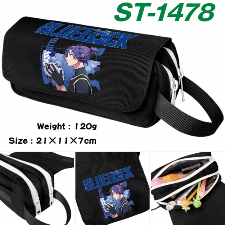 BLUE LOCK Anime waterproof canvas portable double-layer pencil bag cosmetic bag 21x11x7cm