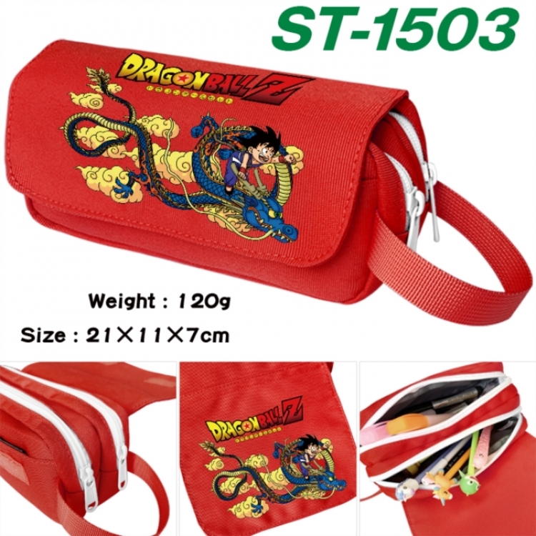DRAGON BALL Anime waterproof canvas portable double-layer pencil bag cosmetic bag 21x11x7cm