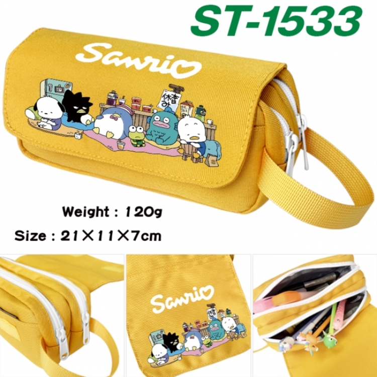 Sanrio Anime waterproof canvas portable double-layer pencil bag cosmetic bag 21x11x7cm